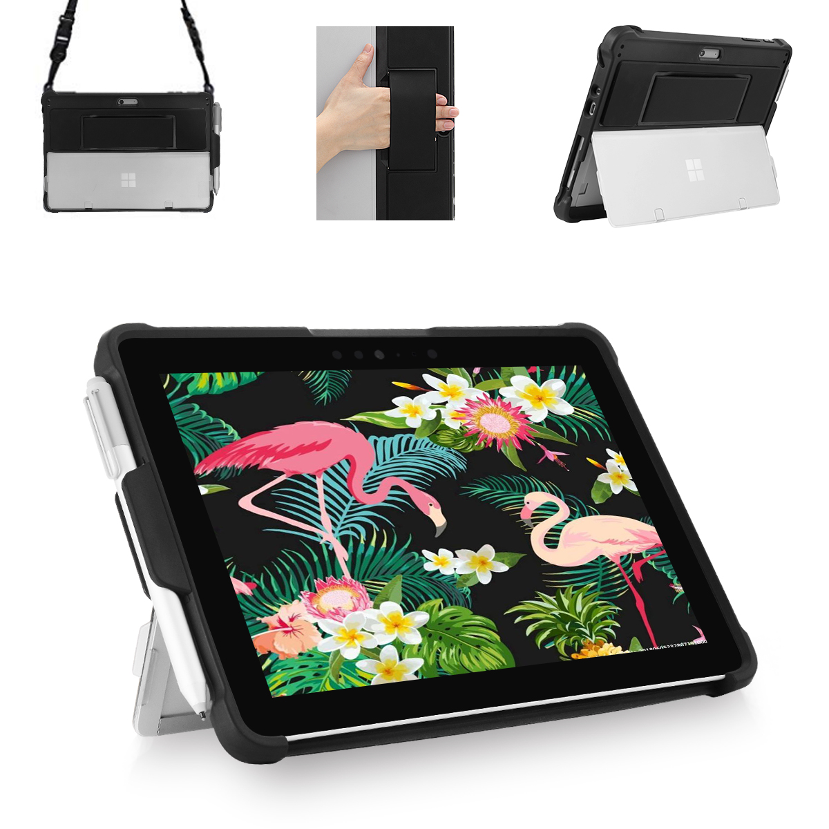 TPU Tablet Case For Microsoft Surface Go3/2/1 with Pen Holder & Hand Strap & Shoulder strap